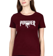Load image into Gallery viewer, Punisher T-Shirt for Women-XS(32 Inches)-Maroon-Ektarfa.online
