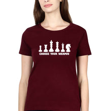Load image into Gallery viewer, Chess T-Shirt for Women-XS(32 Inches)-Maroon-Ektarfa.online
