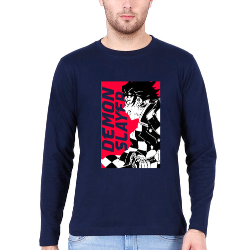 Demon Slayer Full Sleeves T-Shirt for Men-Navy Blue-Ektarfa.online