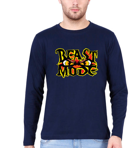 Gym Beast Full Sleeves T-Shirt for Men-Navy Blue-Ektarfa.online