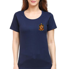 Load image into Gallery viewer, Spain Football T-Shirt for Women-XS(32 Inches)-Navy Blue-Ektarfa.online
