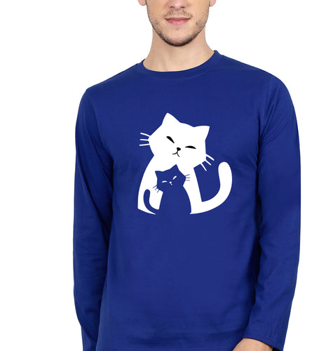 Cat Full Sleeves T-Shirt for Men-royal blue-Ektarfa.online