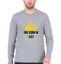 Load image into Gallery viewer, Kings Are Born In July Full Sleeves T-Shirt for Men-Grey Melange-Ektarfa.online
