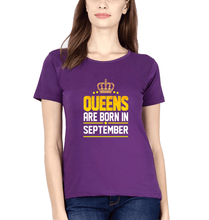 Load image into Gallery viewer, Queens Are Born In September T-Shirt for Women-Purple-Ektarfa.online
