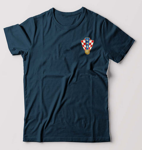 Croatia Football T-Shirt for Men-S(38 Inches)-Petrol Blue-Ektarfa.online