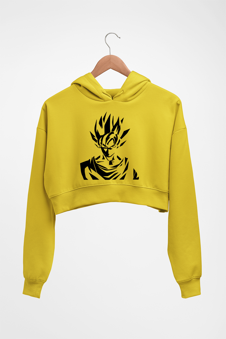 Anime Goku Crop HOODIE FOR WOMEN-Mustard Yellow-Ektarfa.online