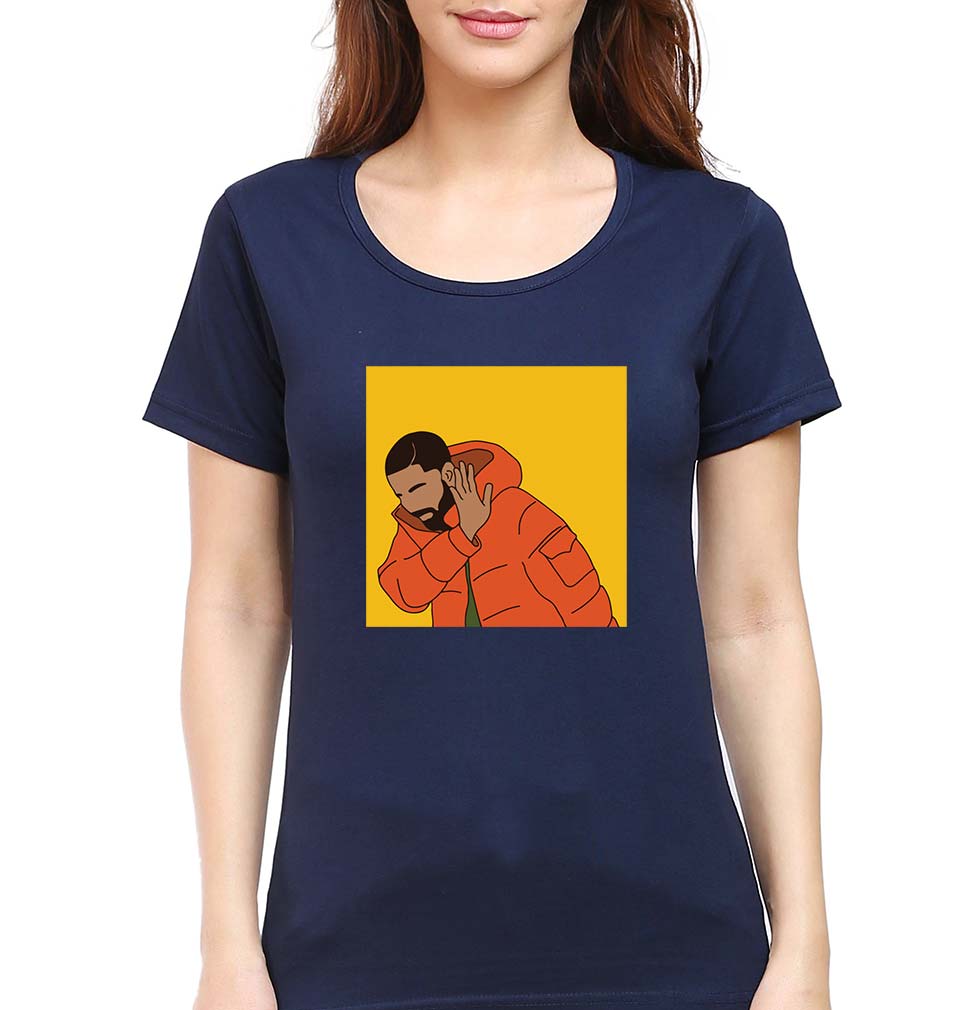 Drake T-Shirt for Women-XS(32 Inches)-Navy Blue-Ektarfa.online