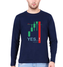 Load image into Gallery viewer, Share Market(Stock Market) Full Sleeves T-Shirt for Men-S(38 Inches)-Navy Blue-Ektarfa.online
