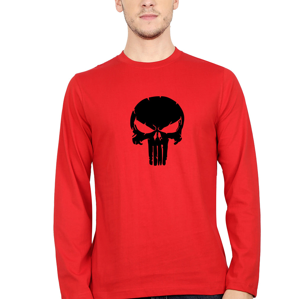 Punisher Full Sleeves T-Shirt for Men-Red-Ektarfa.online