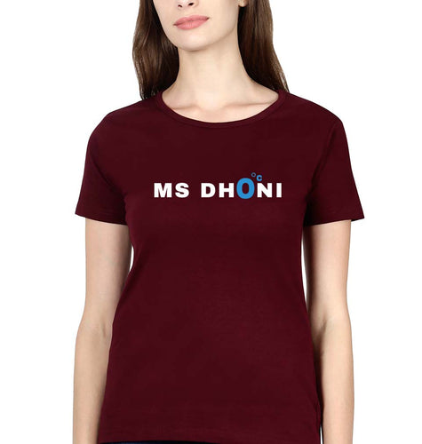 MS Dhoni Cricket T-Shirt for Women-Maroon-Ektarfa.online