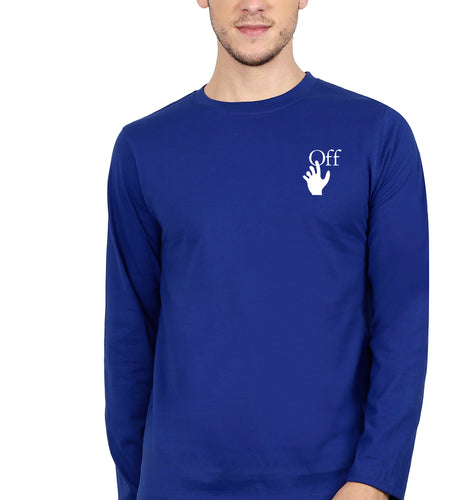 off white Full Sleeves T-Shirt for Men-Royal Blue-Ektarfa.online