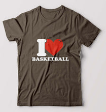 Load image into Gallery viewer, I Love Basketball T-Shirt for Men-Olive Green-Ektarfa.online
