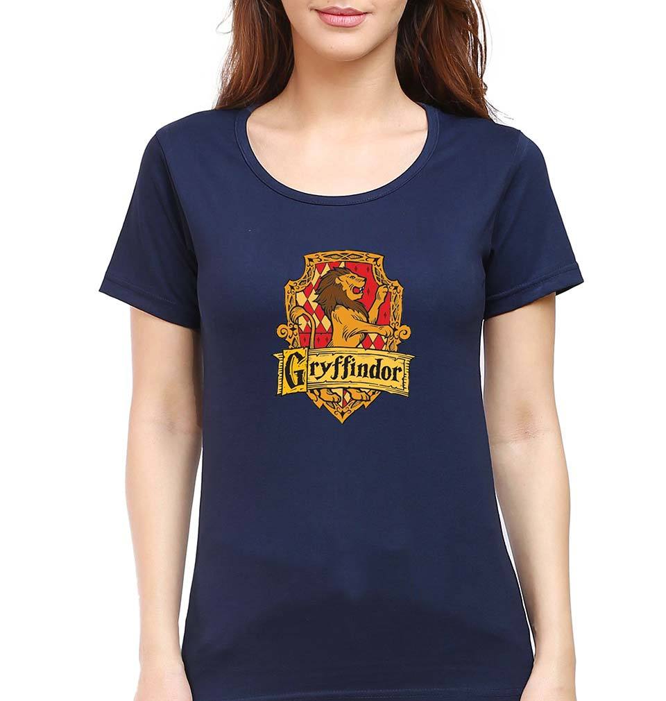 Harry Potter Gryffindor T-Shirt for Women-XS(32 Inches)-Navy Blue-Ektarfa.online