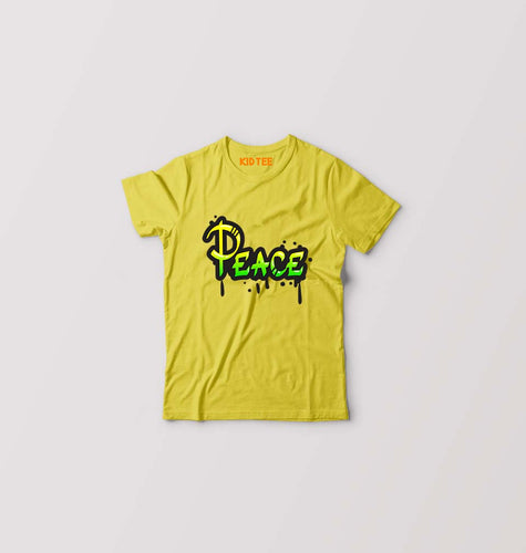 Graffiti Peace Kids T-Shirt for Boy/Girl-Yellow-Ektarfa.online