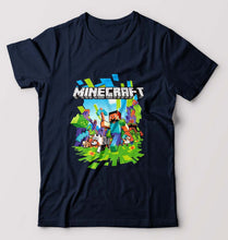 Load image into Gallery viewer, Minecraft T-Shirt for Men-S(38 Inches)-Navy Blue-Ektarfa.online
