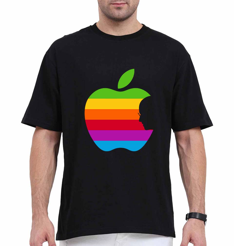 Steve Jobs Apple Oversized T-Shirt for Men-Black-Ektarfa.online