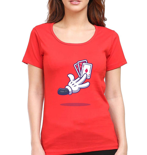 Poker T-Shirt for Women-XS(32 Inches)-Red-Ektarfa.online