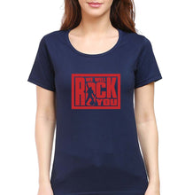 Load image into Gallery viewer, Queen Rock Band We Will Rock You T-Shirt for Women-XS(32 Inches)-Navy Blue-Ektarfa.online
