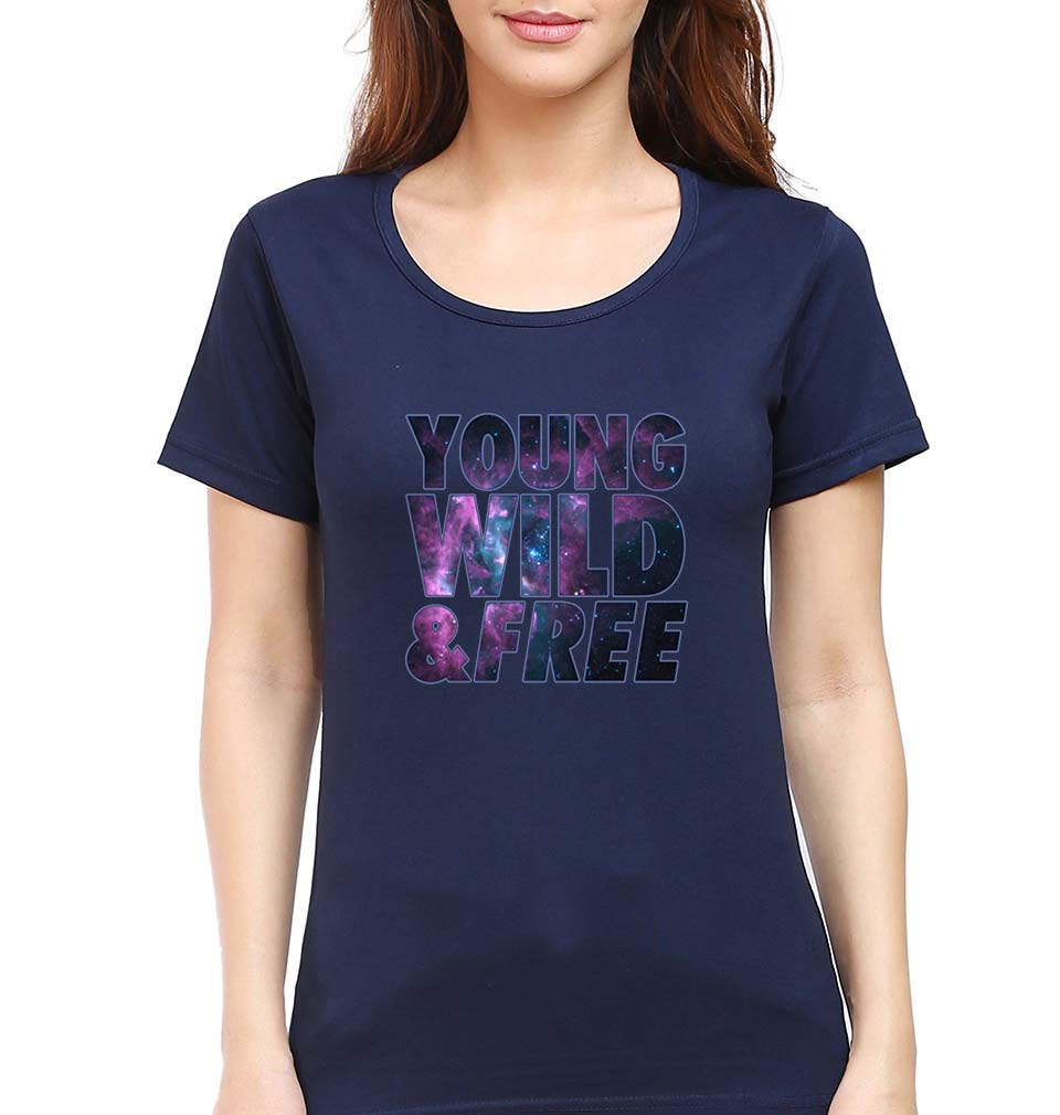 Young Wild Free T-Shirt for Women-Navy Blue-Ektarfa.online