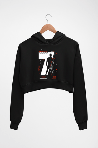 Cristiano Ronaldo CR7 Crop HOODIE FOR WOMEN-Black-Ektarfa.online