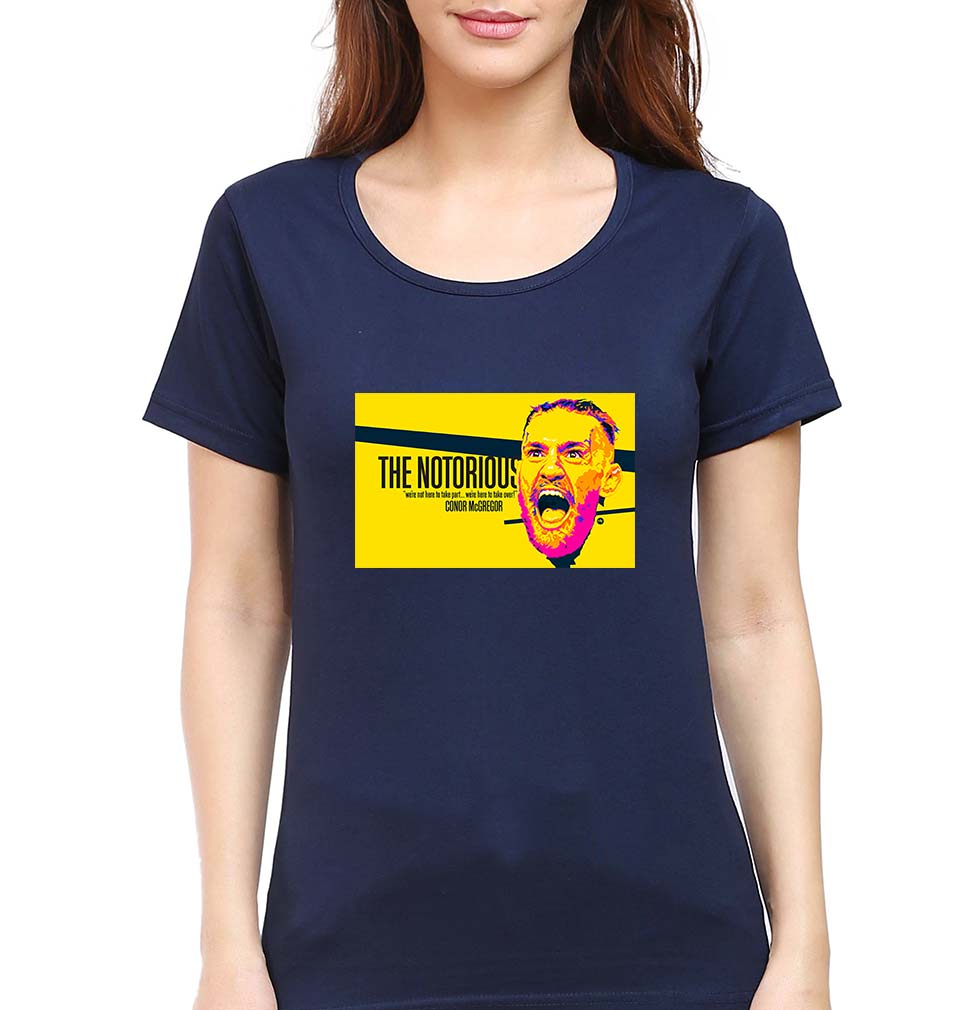 Conor McGregor UFC MMA T-Shirt for Women-Navy Blue-Ektarfa.online