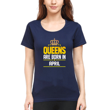 Load image into Gallery viewer, Queens Are Born In April T-Shirt for Women-Navy Blue-Ektarfa.online

