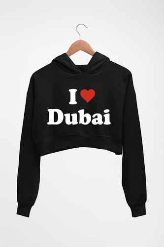I Love Dubai Crop HOODIE FOR WOMEN-Black-Ektarfa.online