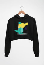 Load image into Gallery viewer, Crocodile Crop HOODIE FOR WOMEN-Black-Ektarfa.online
