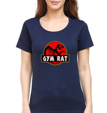 Load image into Gallery viewer, Gym Rat T-Shirt for Women-XS(32 Inches)-Navy Blue-Ektarfa.online
