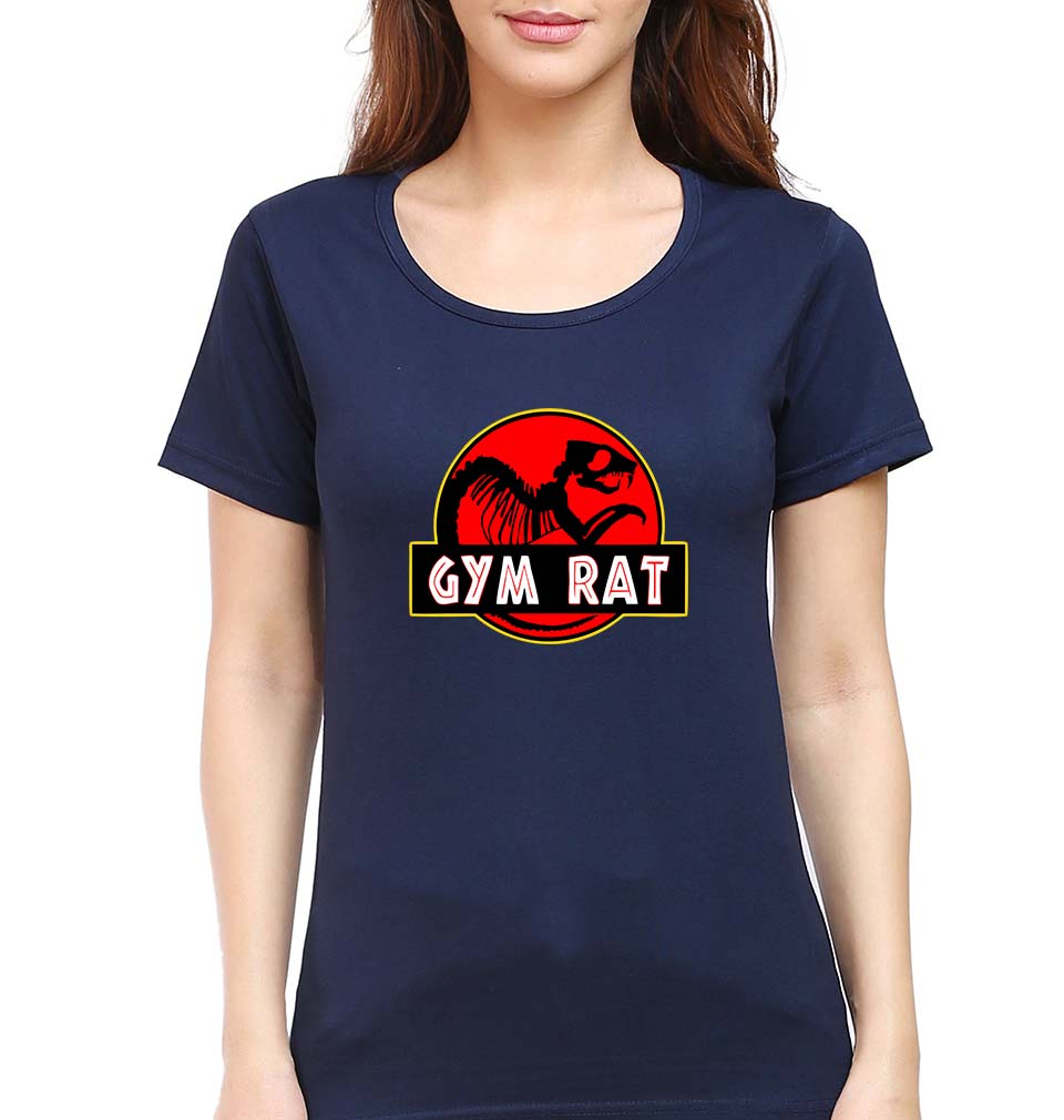Gym Rat T-Shirt for Women-XS(32 Inches)-Navy Blue-Ektarfa.online