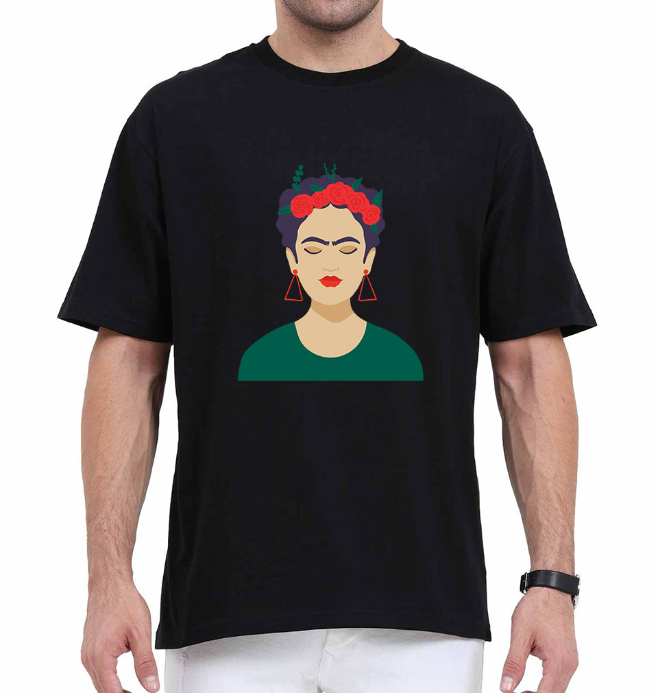 Frida Kahlo Oversized T-Shirt for Men-Black-Ektarfa.online