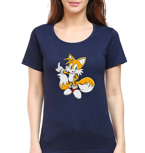 Tails Sonic T-Shirt for Women-Navy Blue-Ektarfa.online