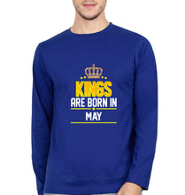 Load image into Gallery viewer, Kings Are Born In May Full Sleeves T-Shirt for Men-Royal Blue-Ektarfa.online
