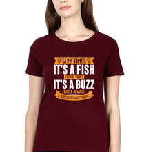 Load image into Gallery viewer, Fishing T-Shirt for Women-Maroon-Ektarfa.online
