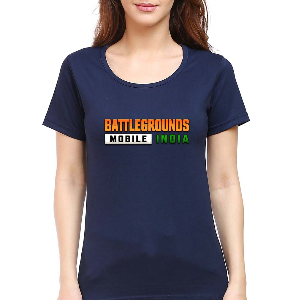 Battlegrounds Mobile India (BGMI) T-Shirt for Women-Navy Blue-Ektarfa.online