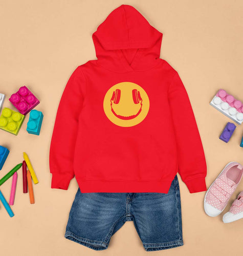Emoji Headphone Music Kids Hoodie for Boy/Girl-RED-Ektarfa.online