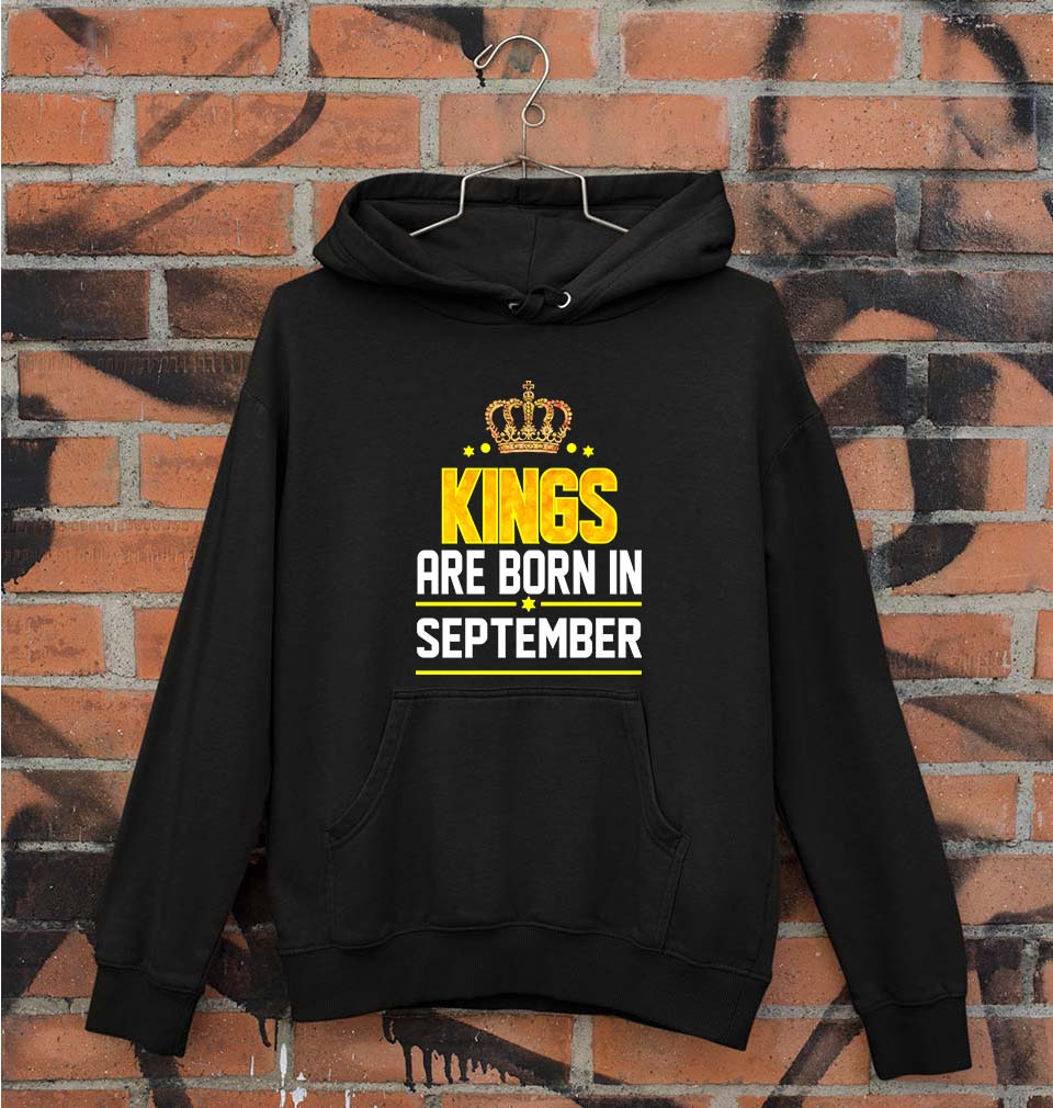 Kings Are Born In September Unisex Hoodie for Men/Women-S(40 Inches)-Black-Ektarfa.online