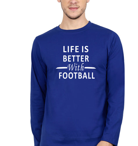 Life Football Full Sleeves T-Shirt for Men-S(38 Inches)-Royal Blue-Ektarfa.online