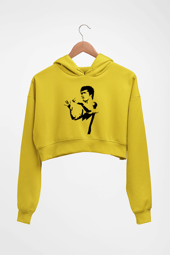 Bruce Lee Crop HOODIE FOR WOMEN-Mustard Yellow-Ektarfa.online