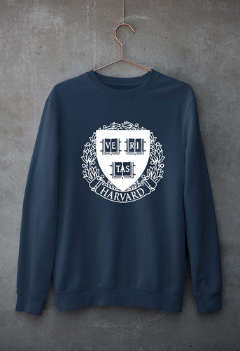 Harvard Unisex Sweatshirt for Men/Women-S(40 Inches)-Navy Blue-Ektarfa.online