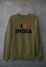 Load image into Gallery viewer, I Love India Unisex Sweatshirt for Men/Women-Olive Green-Ektarfa.online
