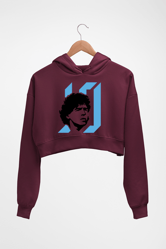 Diego Maradona Crop HOODIE FOR WOMEN-Maroon-Ektarfa.online