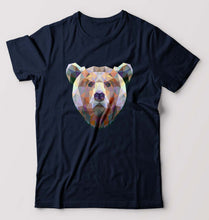 Load image into Gallery viewer, Bear T-Shirt for Men-S(38 Inches)-Navy Blue-Ektarfa.online
