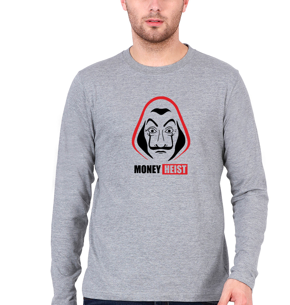 Money Heist Full Sleeves T-Shirt for Men-Grey Melange-Ektarfa.online