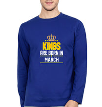 Load image into Gallery viewer, Kings Are Born In March Full Sleeves T-Shirt for Men-Royal Blue-Ektarfa.online
