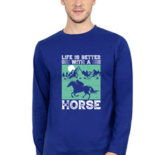 Load image into Gallery viewer, Horse Riding Full Sleeves T-Shirt for Men-Royal blue-Ektarfa.online
