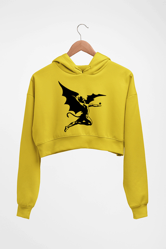 Black Sabbath Crop HOODIE FOR WOMEN-Mustard Yellow-Ektarfa.online