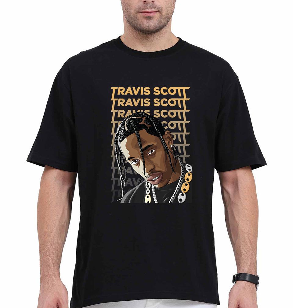 Travis Scott Oversized T-Shirt for Men-Black-Ektarfa.online