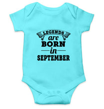 Load image into Gallery viewer, Legends are born in september Kids Romper For Baby Boy/Girl-0-5 Months(18 Inches)-Sky Blue-Ektarfa.online
