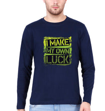 Load image into Gallery viewer, Luck Full Sleeves T-Shirt for Men-S(38 Inches)-Navy Blue-Ektarfa.online
